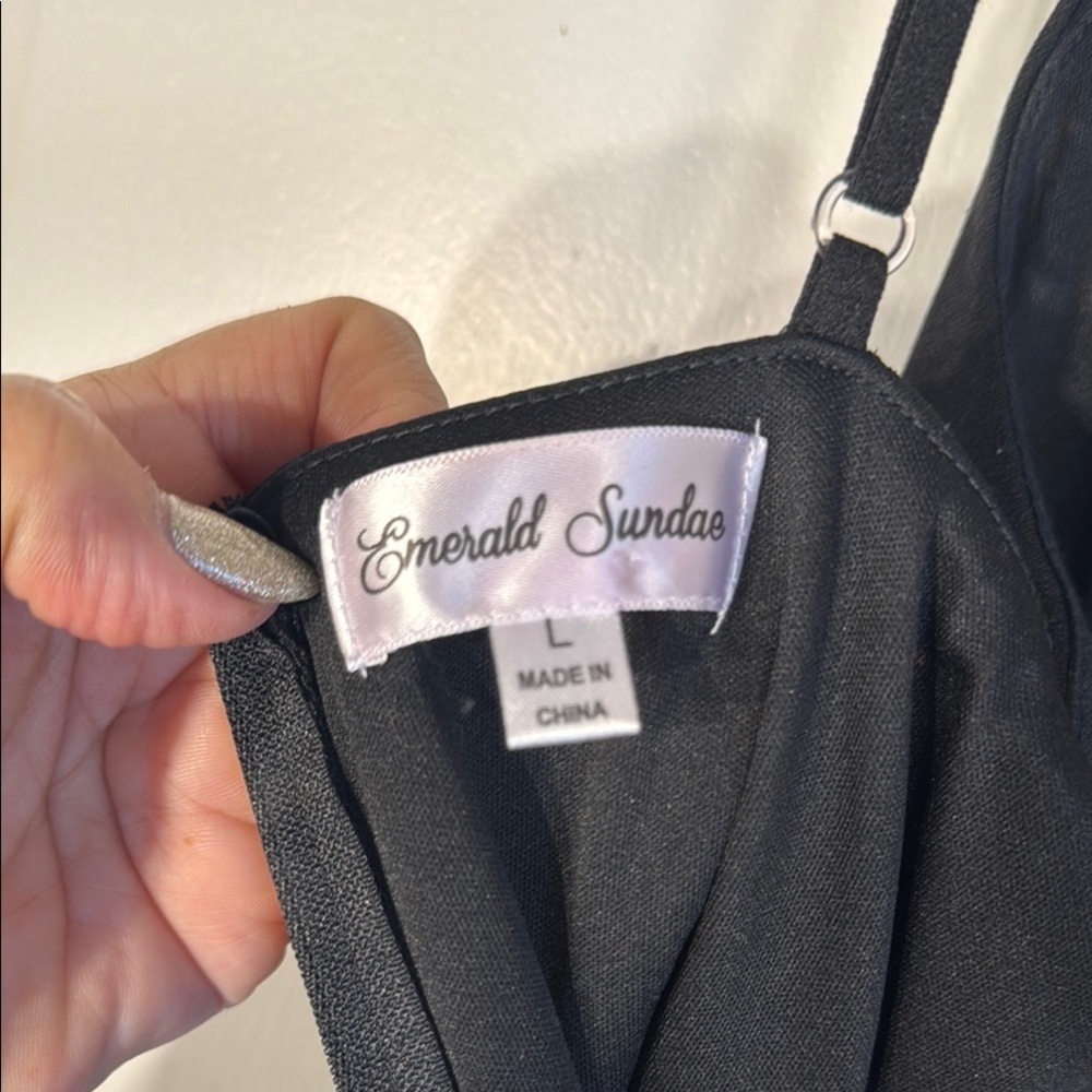 EUC Emerald Sundae Black Ruched Midi Cocktail Dress - Picture 5 of 11